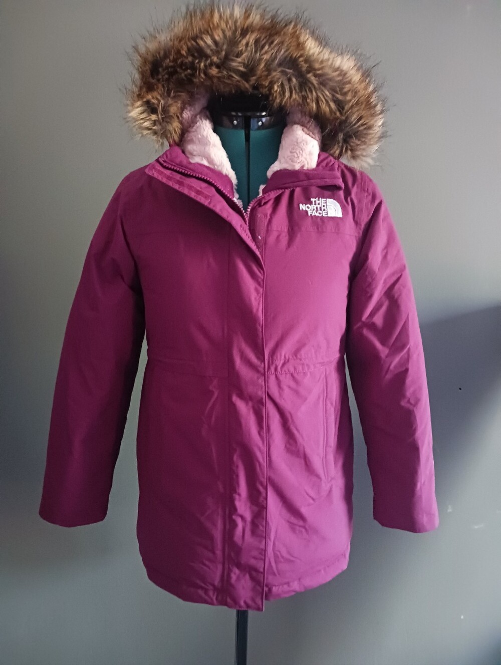 The North Face DryVent 600 Girls' Hooded Puffer Coat with Faux Fur Size M/10